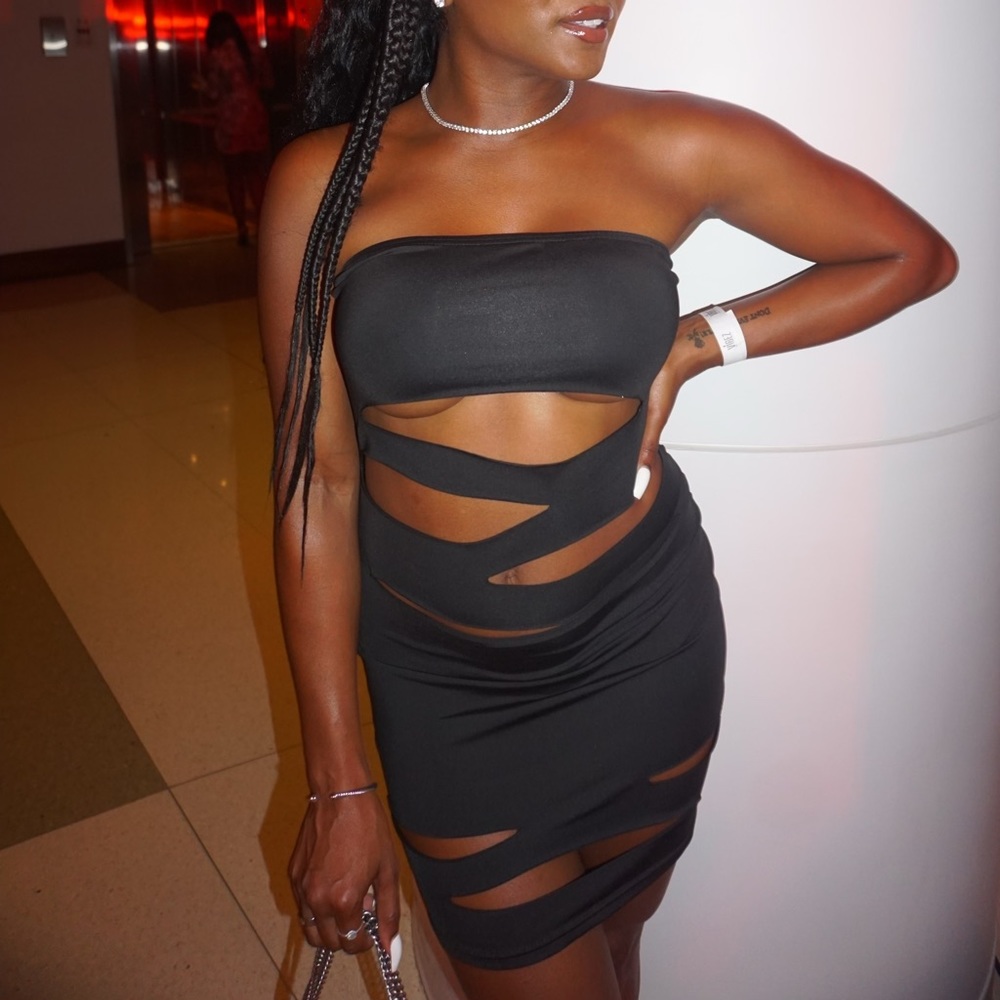 Black Cut Up Mini Dress
